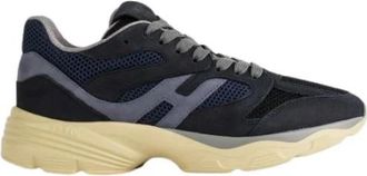 Hogan Navy Blauwe Jogging Sneakers - Heren - Sneakers - Blauw - 42 1/2 EU - Leer - Schoenen
