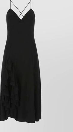Loewe viscose dress with asymmetrical hemline and deep v neckline