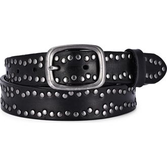 OLD TREND Westland Genuine Leather Desert Inspired Studded Belt in Black at Nordstrom, Size Medium