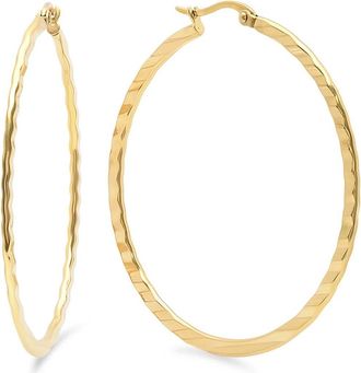 Steeltime 18k Gold Plated Textured Hoop Earrings at Nordstrom Rack