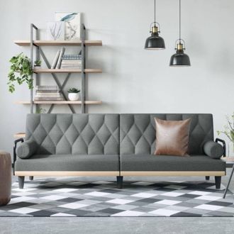 vidaXL Sof&aacute; Cama Con Reposabrazos Tela Gris Oscuro Vidaxl