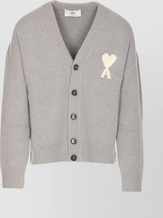 Ami v-neck cardigan with ribbed cuffs and hem