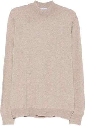 Gran Sasso Half Neck Sweater In Beige Virgin Wool