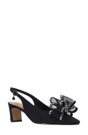 J. Rene&eacute; Kalindra Crystal Bow Embellished Slingback Pump in Black at Nordstrom, Size 10.5
