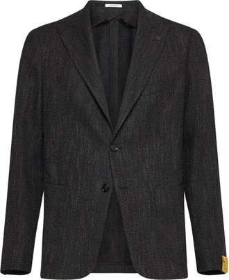 Tagliatore Bruine Herringbone Blazer - Heren - Blazers - Bruin - M - Wol - Jassen