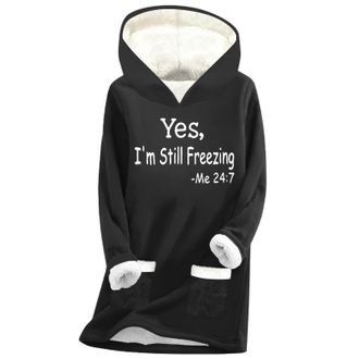 Generic My Orders UK My Recent Orders Personalised Sweatshirt Women YES Im Still Freezing Me 24:7 Womens Fashion Winter Plush Letter Print Warm Pocket Todays 