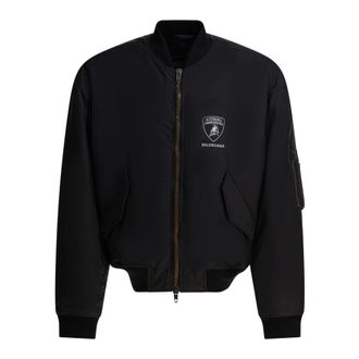 Balenciaga Jassen, Heren, Zwart, L, Zwarte Bomberjack Aw 25