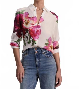 Alice & Olivia Willa Blouse In Empress Bloom Off White