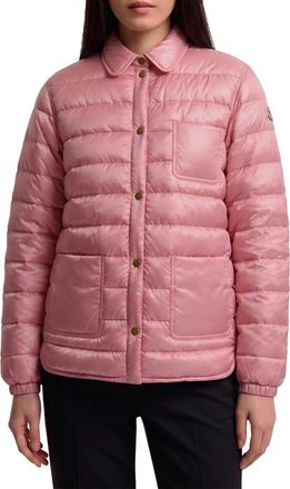 Moncler Pink Quilted Shirt Collar Jacket