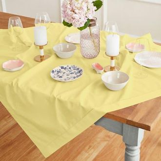 Solino Home Cotton Linen Hemstitch Table Throw, 52 x 52, 52 x 52 in Yellow at Nordstrom, Size Medium