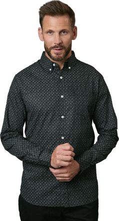 Maine Mens Geometric Long-Sleeved Shirt (L) (Black)