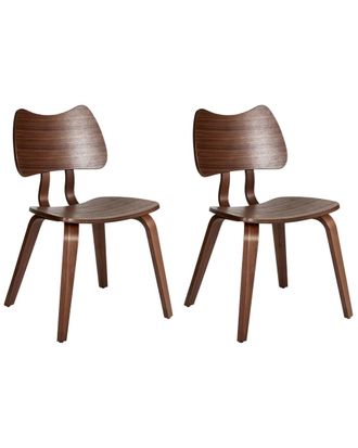 Beliani Conjunto de 2 sillas de comedor Madera Marr&oacute;n oscuro