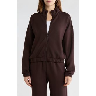Zella Whisper Knit Ruched Jacket in Brown Mole at Nordstrom Rack, Size X-Large