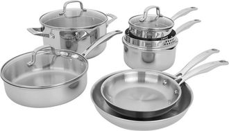 J.A. Henckels International Clad H3 10-Piece Stainless Steel Cooking Set in Silver at Nordstrom Rack