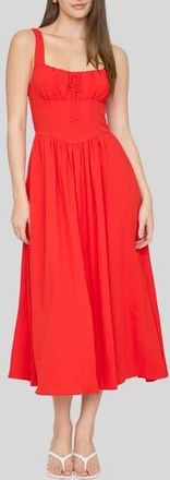Blu Pepper Bow Fit & Flare Midi Sundress in Red at Nordstrom Rack, Size Medium