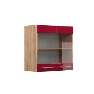 Vicco Armario De Cocina Con Vidrio R-line, Rojo Burdeos Alto Brillo, 60 Cm Vicco