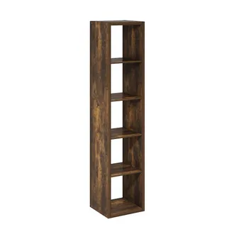 Furinno Cubicle Open Back Decorative Verticle Cube Storage Organizer, 5-Cube, Amber Pine