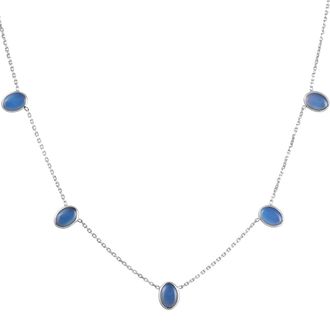 Pompeii3 14k White Gold Blue Moonstone Station Necklace By The Yard Design 18