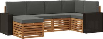 vidaXL Conjunto De Sof&aacute;s De Exterior 6 Uds. Natural Y Antracita Vidaxl