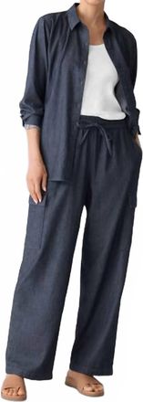 Eileen Fisher Organic Cotton Twill Cargo Pant In Denim