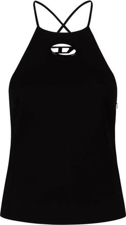 Diesel T-Elma Halterneck Top - Dames - Tops zonder mouwen - Zwart - S - Wol - Tops