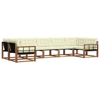 vidaXL Conjunto De Sof&aacute;s De Exterior Con Coj&iacute;n 7 Pcs Natural Y Crema Vidaxl