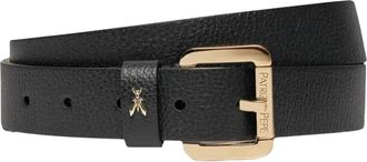 Patrizia Pepe Zwarte leren riem met rolgesp - Dames - Riemen - Zwart - M - Leer - Accessoires