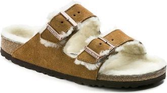 Birkenstock Womens Arizona Fur Narrow Sandal In Mink