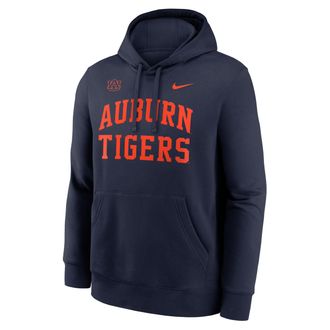 Nike Auburn Primetime Arched Club Nike Mens College Pullover Hoodie in Blue | NKDK41SAUN-RDL