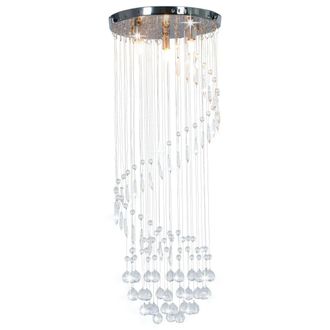 Berkfield Home Ceiling Lamp with Crystal Beads Silver Spiral G9