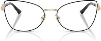 Jimmy Choo London 55mm Cat Eye Optical Glasses in Pale Gold/Black /Demo Lens at Nordstrom