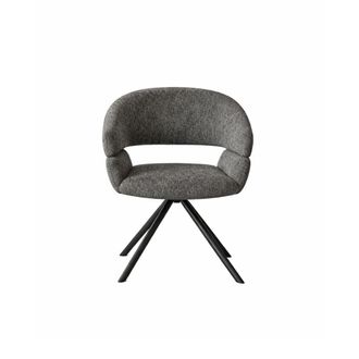 Pondecor Interiorismo Sill&oacute;n de comedor giratorio 180&ordm; tapizado en tejido gris 60x61x85 cm