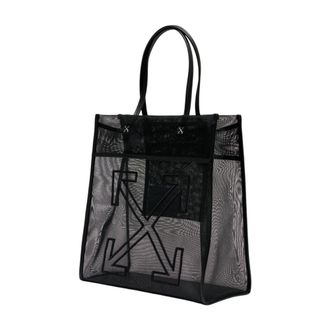 Off-white Transparent Mesh Tote Bag - Black