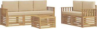 vidaXL Conjunto De Sof&aacute;s De Exterior 6 Uds. Y Beige Poli&eacute;ster Vidaxl