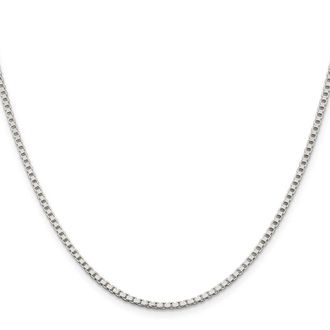 Diamond2Deal Sterling Silver 2mm Box Chain Necklace