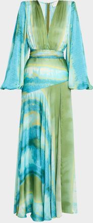 Bronx and Banco Carmen Coastal Deep V-Neck Side Slit Gown