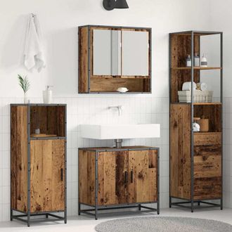 vidaXL Vidaxl Set Di Mobili Per Il Bagno 3 Pz Legno Vecchio