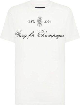 Philipp Plein Embroidered Round Neck T-Shirt Stones - Heren - T-shirts - Wit - S - Katoen - Tops