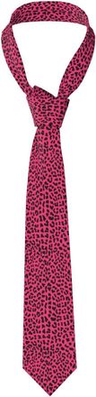 Generic Skinny Tie,Hot Pink And Black Leopard Print Slim Necktie for Men Neck Tie for Wedding Party Business