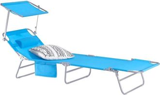 SoBuy SoBuy Outdoor Garden Beach Folding Chair Sun Lounger with Adjustable Sun Shade and Backrest,Blue,OGS48-B
