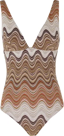 MC2 Saint Barth Mavi Wave Print Triangle One-Piece Swimsuit