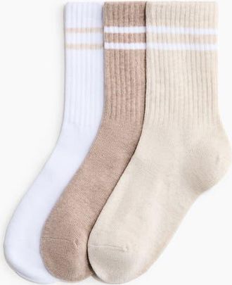 H&M 3-pack Sports Socks in White/beige at Nordstrom, Size 8