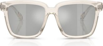 Moncler Clasico 54mm Mirrored Pillow Sunglasses in Butter /Mirror Silver at Nordstrom