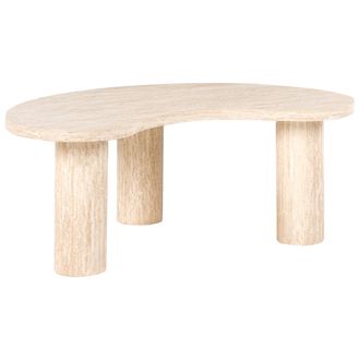 Beliani Mesa De Centro Tablero De Mdf Chapado Efecto Travertino Con Aspecto De Piedra Dise&ntilde;o Moderno Beige Noma