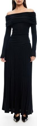 Lioness Field of Dreams Off the Shoulder Long Sleeve Maxi Dress in Onyx at Nordstrom Rack, Size Small