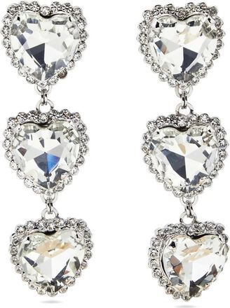 Alessandra Rich Orecchini Heart Drop con cristalli - Argento