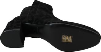 Dolce & Gabbana Black Leopard Short Boots Zipper Womens Shoes