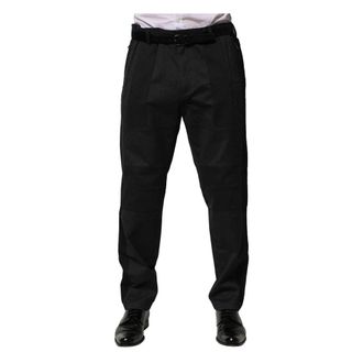 Dolce & Gabbana Suit Trousers, male, Black, Size: 2XL Cotton Dress Slim Formal Pants