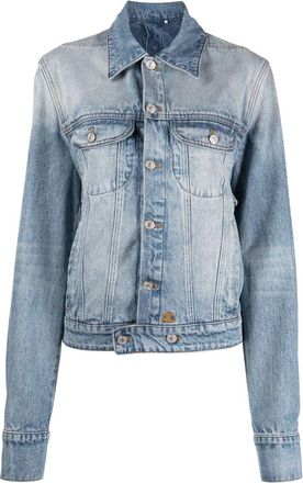 Courrèges strap-embellished denim jacket - women - Cotton/Cotton - 34 - Blue