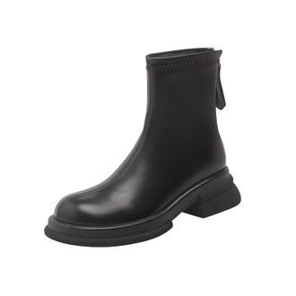 Generic Ankle Boots For Women Chunky Sole Platform Round Toe Non-Slip Sole Soft Combat Boots Ladies Elegant with Zipper Casual Shoes Autumn Winter size 4.5